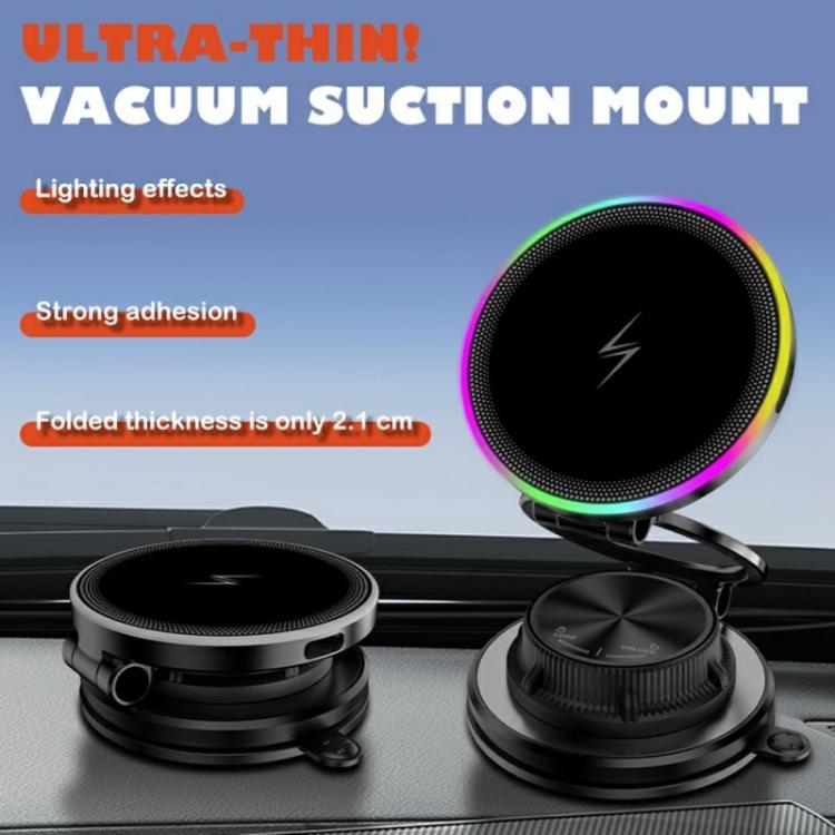K8 RGB Light 15W Wireless Car Charger 3-Fold Rotatable Magnetic Phone Holder, K8