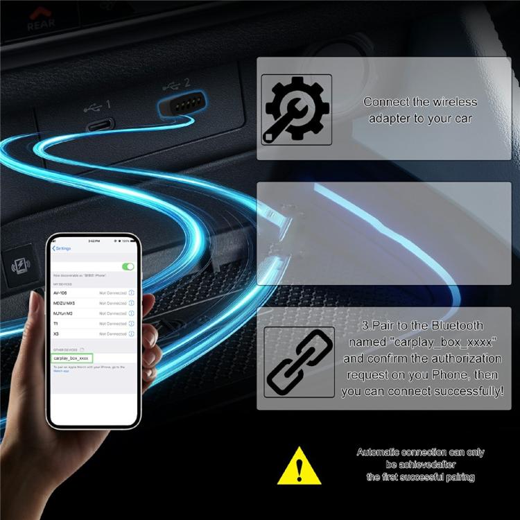 CP022 CarPlay / Android Auto Converter Wired to Wireless Car Dongle Plug Play USB Adapter, CP022