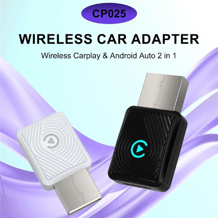 CP025 Wi-Fi 6 5GHz Wired to Wireless Plug Play Car Link Box 2 in 1 Wireless CarPlay Android Auto Adapter, CP025 (White), CP025 (Black)