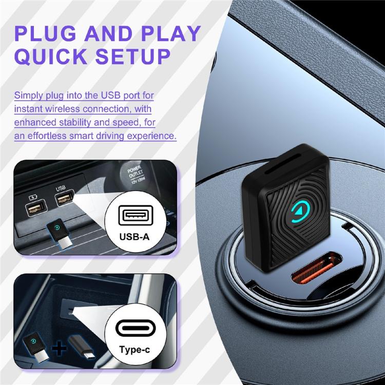 CP025 Wi-Fi 6 5GHz Wired to Wireless Plug Play Car Link Box 2 in 1 Wireless CarPlay Android Auto Adapter, CP025 (White), CP025 (Black)