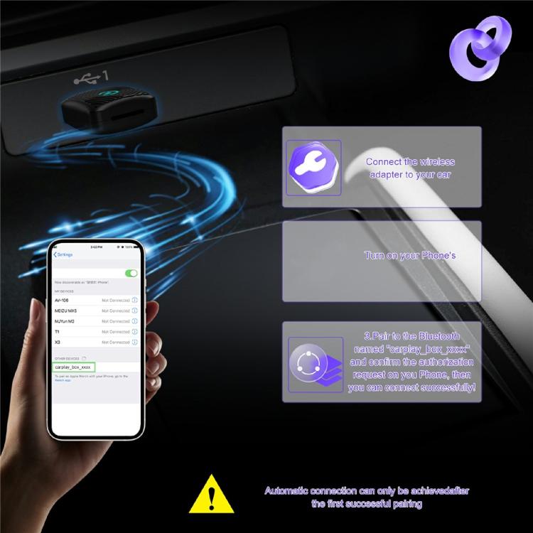 CP025 Wi-Fi 6 5GHz Wired to Wireless Plug Play Car Link Box 2 in 1 Wireless CarPlay Android Auto Adapter, CP025 (White), CP025 (Black)