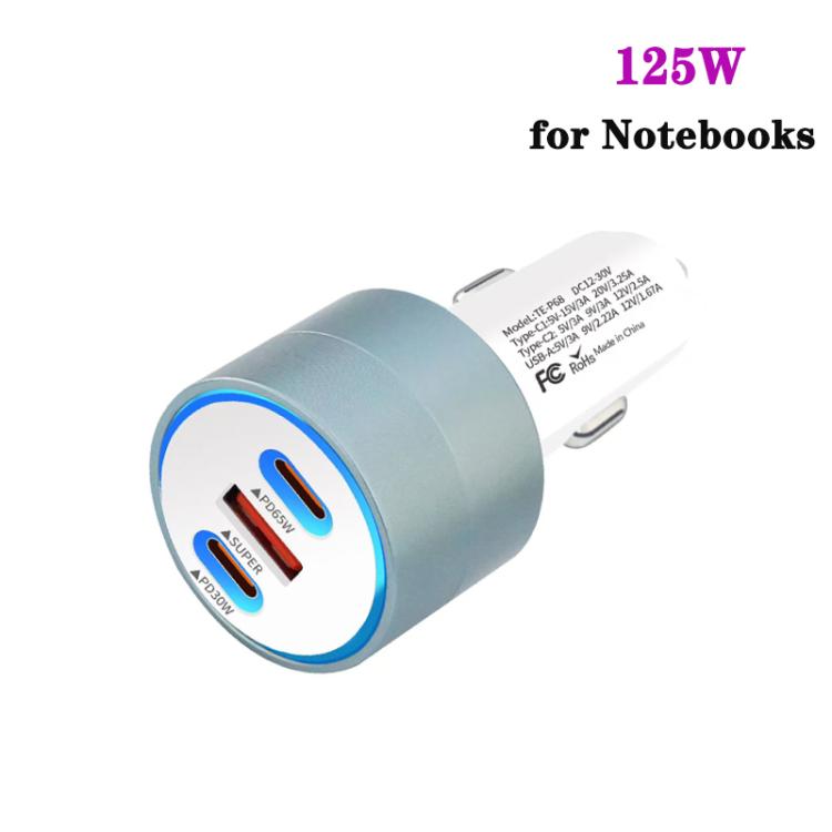 TE-P68 125W PD65W Type-C x 2 + USB Buck Boost Car Charger Suitable for Laptops, TE-P68 125W