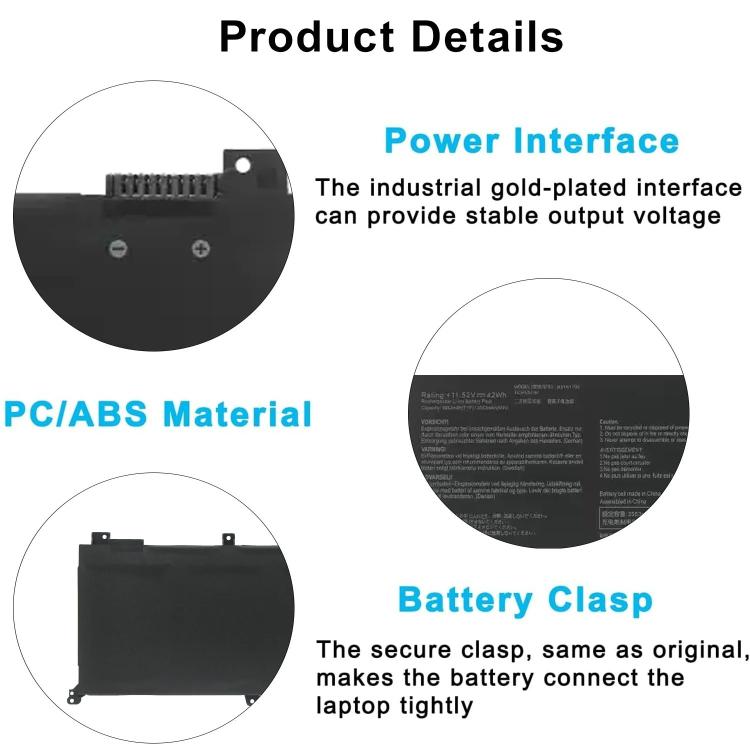3653mAh Laptop Battery For Asus Mars15 / Mars15(VX60GT9300) / Mars15(VX60GT9750), B31N1732