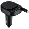 K8 PD 20W and QC 18W Fast Charger USB-A and USB-C Dual Port Car Charger with Retractable Type-C Cable, K8