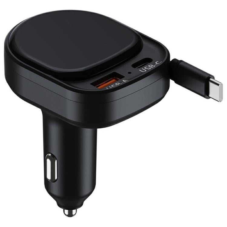 K8 PD 20W and QC 18W Fast Charger USB-A and USB-C Dual Port Car Charger with Retractable Type-C Cable, K8