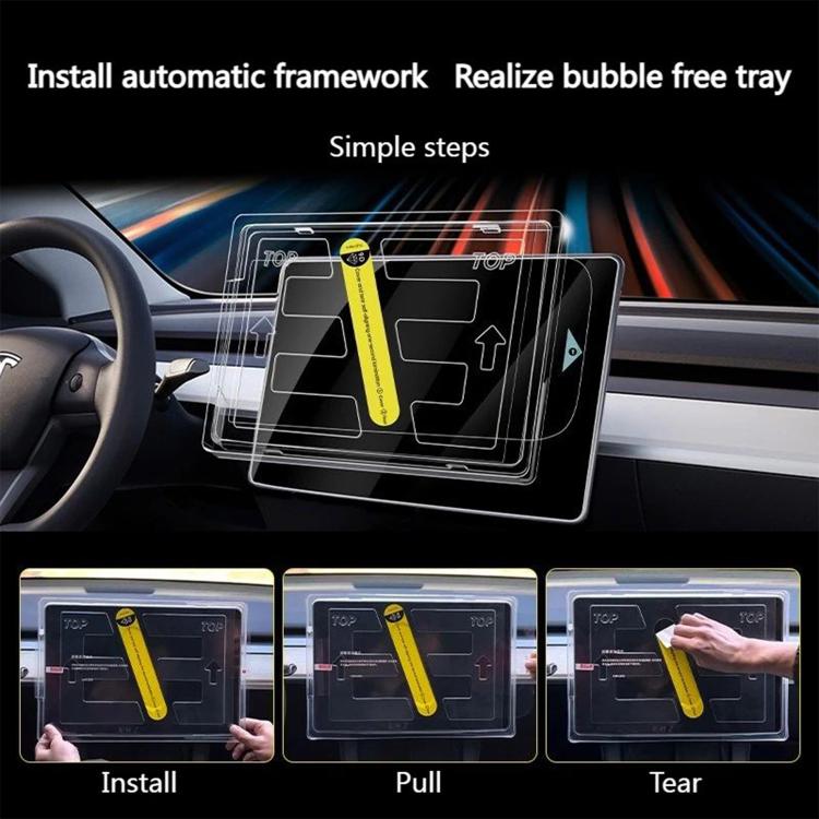 Easy Install Box Dust-Free Anti-Fingerprint Car Navigator Matte Tempered Glass Film, For Tesla Model Y Refresh 2025 16 inch, For Tesla Model 3 Refresh 15.4 inch, For Tesla Model 3 / Y 15.4 inch
