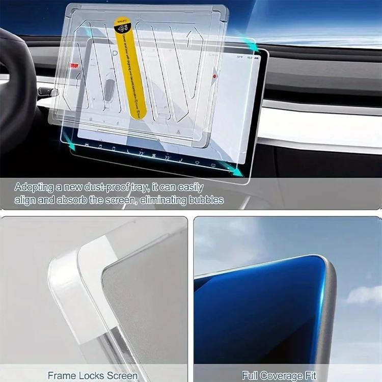 Easy Install Box Dust-Free Anti-Fingerprint Car Navigator Matte Tempered Glass Film, For Tesla Model Y Refresh 2025 16 inch, For Tesla Model 3 Refresh 15.4 inch, For Tesla Model 3 / Y 15.4 inch