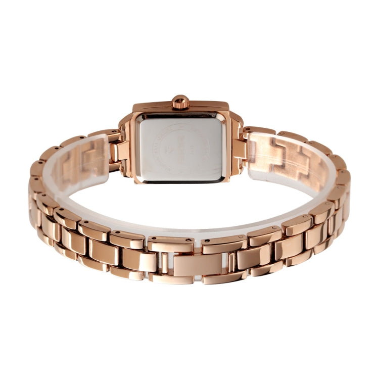 SKMEI 1407 Business Fashion Watch with Diamonds Delicate and Elegant Square Zinc Alloy Quartz Watch for Women, Rose Gold, Silvery