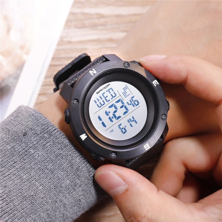 SANDA 361 Fashionable Night Light Sports Children Electronic Watch Multi Functional Personality Night Light Men Waterproof Watch
