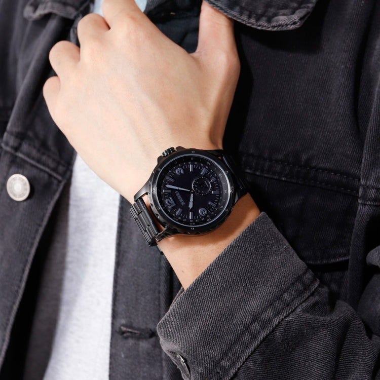 Skmei 1513 Fashion Trendy Steel Band Quartz Watch Mens Waterproof Leisure Watch, Skmei 1513 Steel Band Watch (Black)
