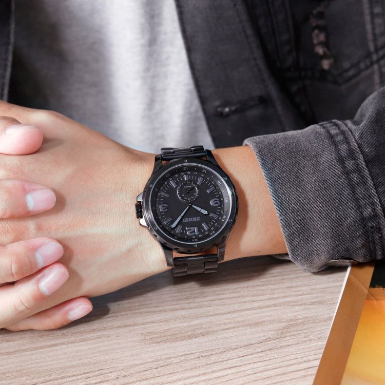 Skmei 1513 Fashion Trendy Steel Band Quartz Watch Mens Waterproof Leisure Watch, Skmei 1513 Steel Band Watch (Black)