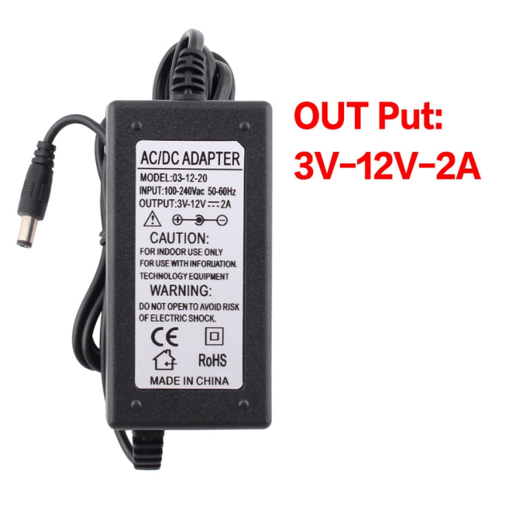 AC To DC Adjustable Voltage Power Adapter Universal Power Supply Display Screen Power Switching Charger, US 3V-12V 2A, EU 3V-12V 2A, US 9V-24V 1A, EU 9V-24V 1A, US 3-24V 1A, EU 3-24V 1A