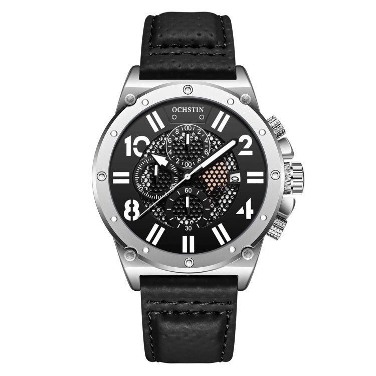 Ochstin 6122 Multi Function Quartz Watch Sports Luminous Waterproof Watch Calendar Leather Men Watch