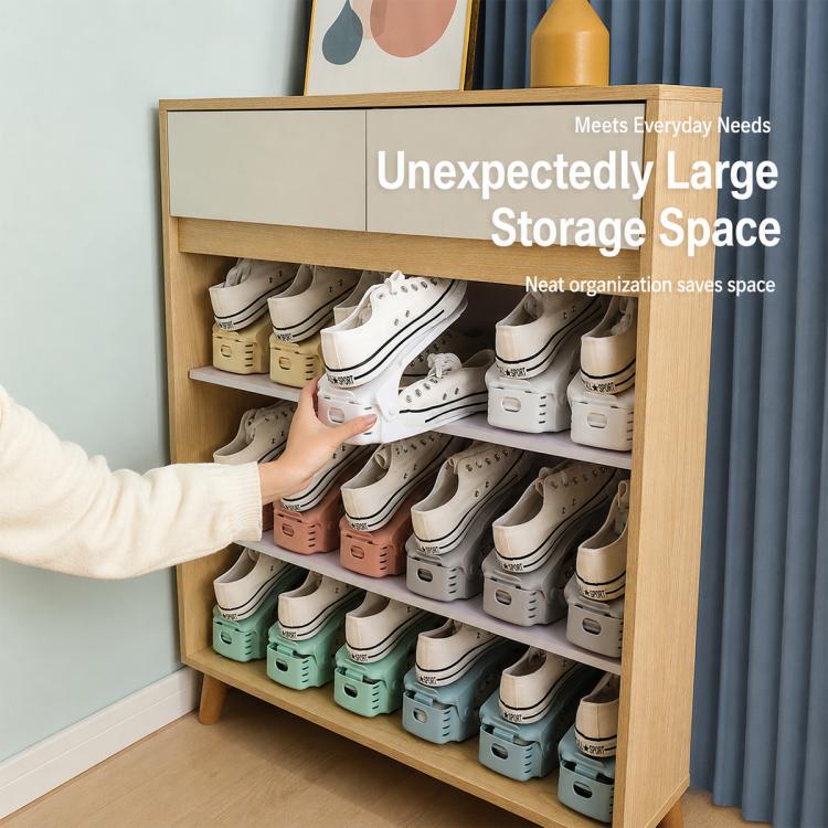 Household Simple Adjustable Storage Shoe Rack Shleves Slippers Plastic Bracket Cabinet