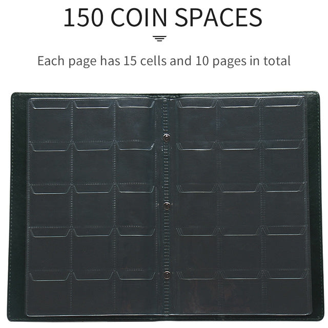 PU Leather Russian Cover 150 Coins Collection Album Holder Book