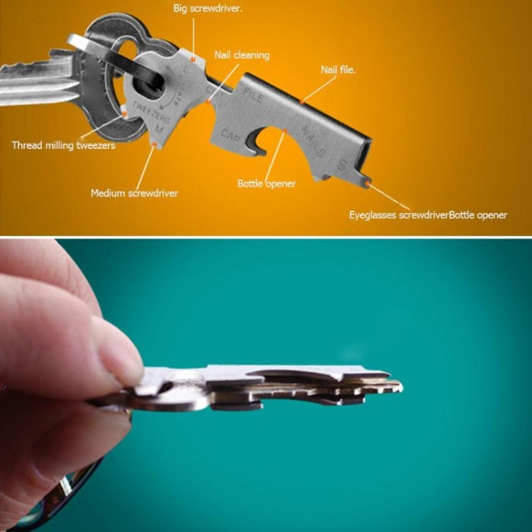 8 in 1 Multitools EDC Stainless Steel Keychain Outdoor Survival Gear Gadget, 8 in 1 (Silver), 8 in 1 (Black)