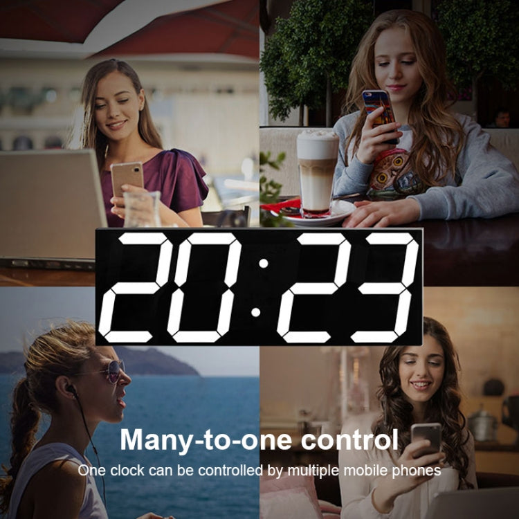 LED Digital Clock Living Room Wall Clock Creative WIFI Clock US Plug, 4 Bit WIFI Hollow White, 4 Bit WIFI Hollow Red, 4 Bit WIFI Sealed Box White