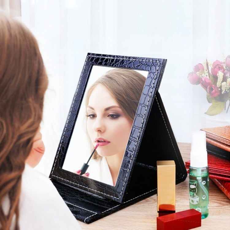 Square Stand Leather Make Up Mirror Alligator Pattern Portable Cosmetic Mirror, Black L 18x25.5x1.6CM, Black M15x20.5x1.6CM, Black S 12x17.5x1.6CM, Brown L 18x25.5x1.6CM, Brown M15x20.5x1.6CM, Brown S 12x17.5x1.6CM, Red L 18x25.5x1.6CM, Red M15x20.5x1....