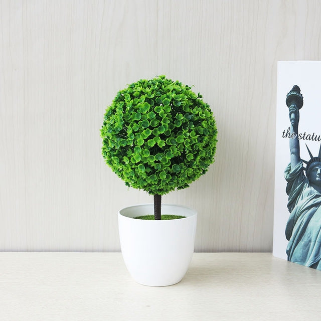 Desktop Simulation Plant Mini Grass Ball Bonsai Decorated Plastic Flower Cherry Blossom Snowball Artificial Flowers