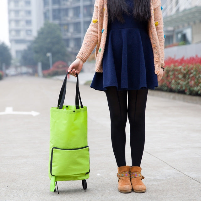 Reusable Folding Portable Shopping Bags Buy Vegetables Bag High Capacity Shopping Food Organizer Trolley Bag Wheels Bag Handbag, Vegetables Bag