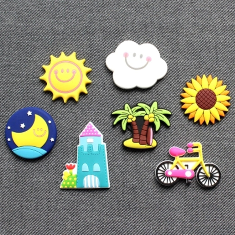 10 PCS Home Fridge Magnets Decorative Message Stickers Children Whiteboard Stickers, Cloud, Rainbow, Sunflower, Coconut Tree, Yellow Sun, Castle