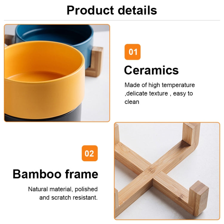 Cat Bowl Dog Pot Pet Ceramic Bowl, 13cm/400ml Single Bowl, 13cm/400ml Single Bowl With Wooden Stand, 13cm/400ml Double Bowl With Wooden Stand, 15.5cm/850ml Single Bowl, 15.5cm/850ml Single Bowl With Wooden Stand