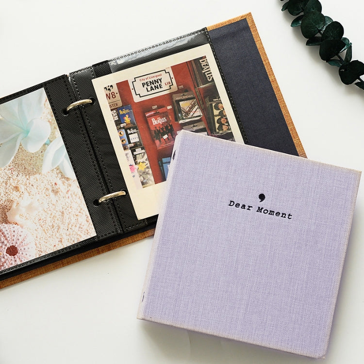 Cotton Linen Loose-leaf Album Movie Ticket Postcard Storage Book, 3  inch Photos