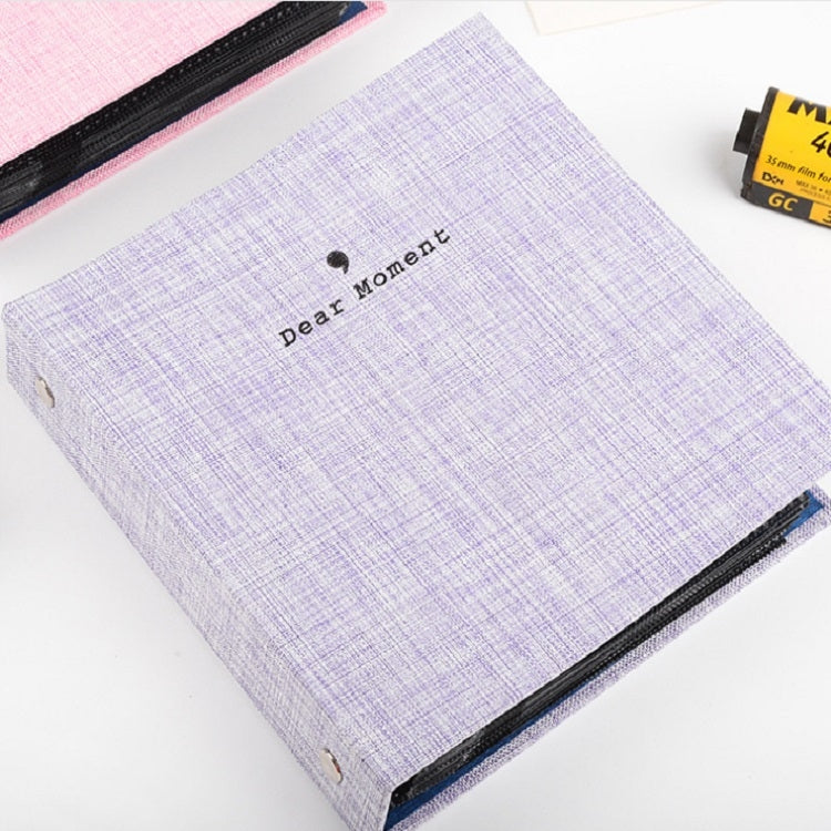 Cotton Linen Loose-leaf Album Movie Ticket Postcard Storage Book, 3  inch Photos
