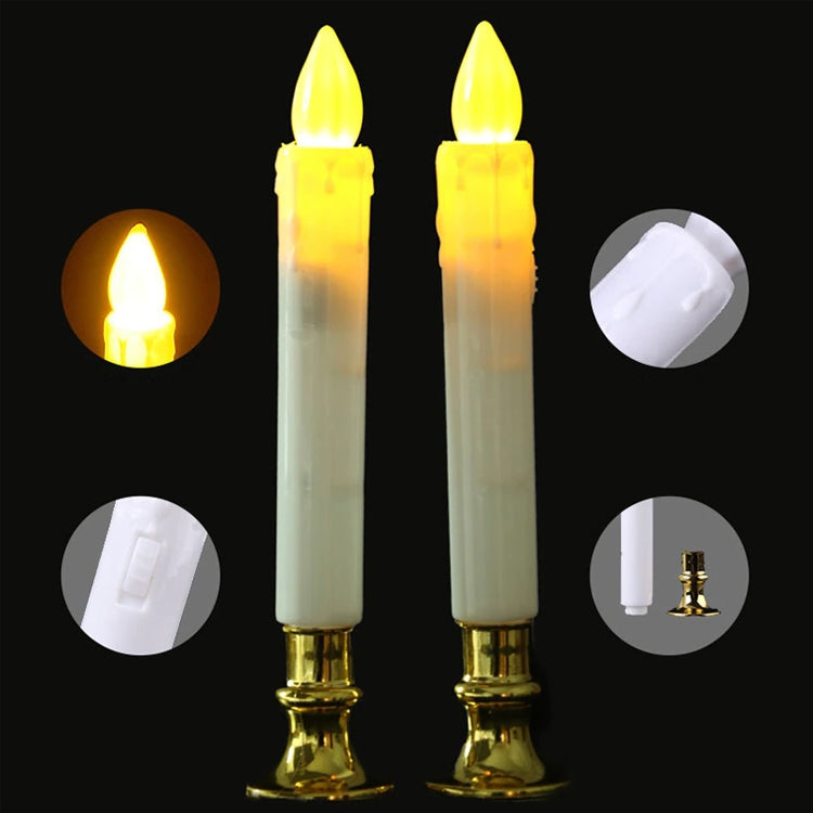 2 PCS Artificial Long Candle Light Plastic Electronic Candle