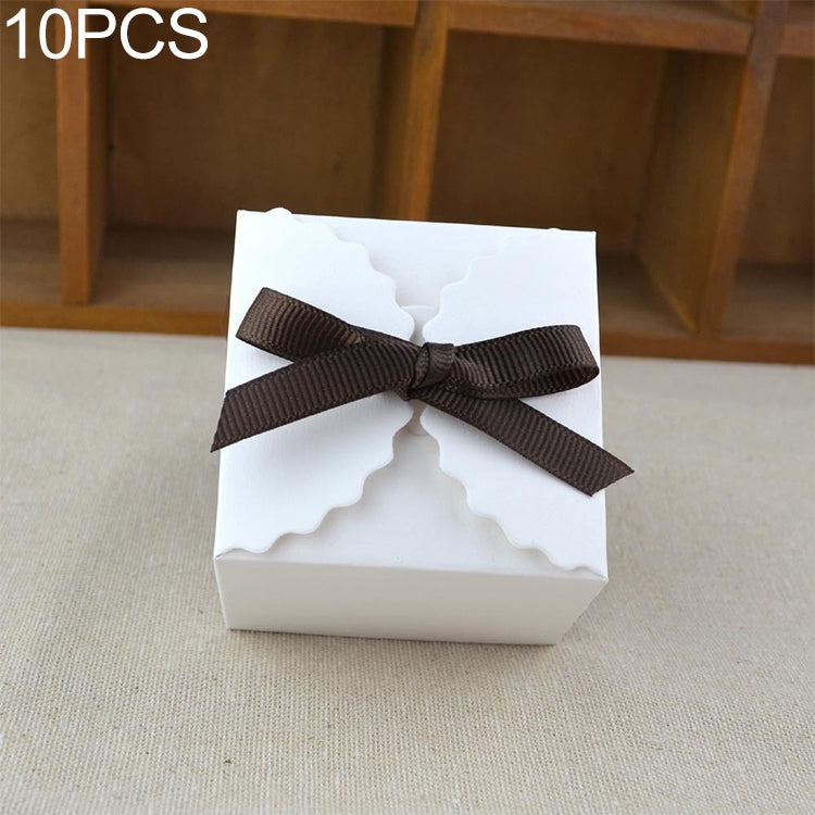 10 PCS Retro Mini Kraft Paper Box DIY Wedding Favor Gift Box Small Cake Box, White, Kraft