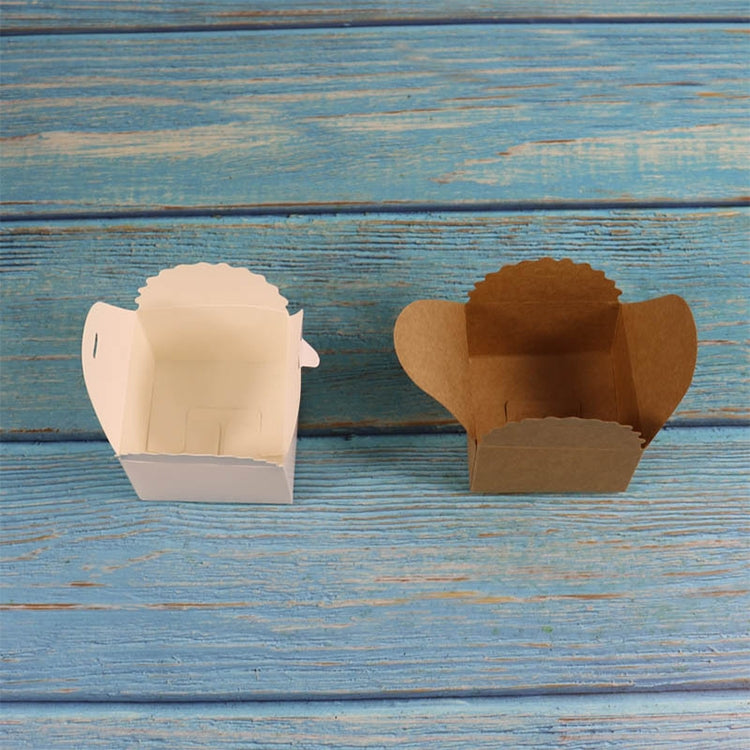10 PCS Retro Mini Kraft Paper Box DIY Wedding Favor Gift Box Small Cake Box, White, Kraft