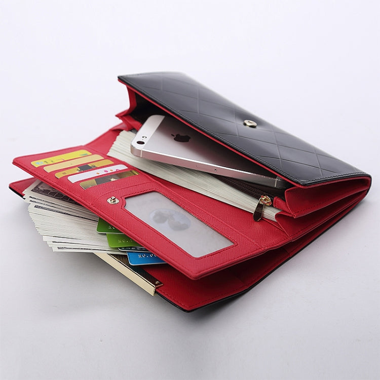 Cowhide Leather Wallet Luxury Design Ladies Party Clutch Patent Leather Purses Long Card Holder