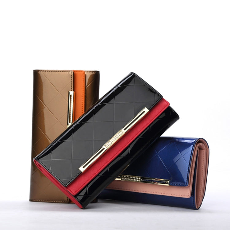 Cowhide Leather Wallet Luxury Design Ladies Party Clutch Patent Leather Purses Long Card Holder