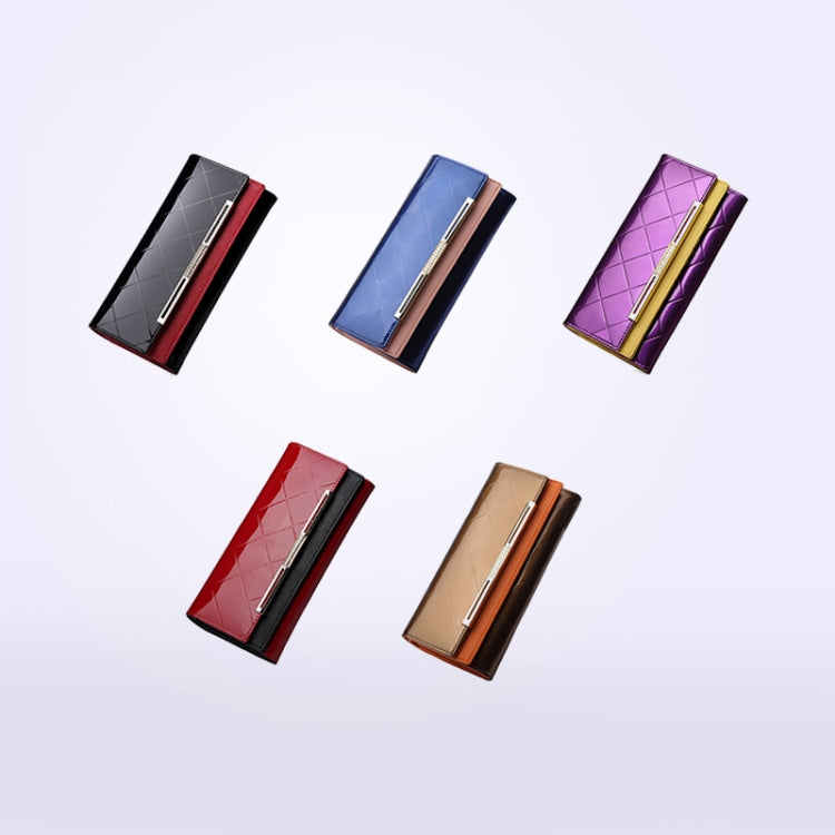 Cowhide Leather Wallet Luxury Design Ladies Party Clutch Patent Leather Purses Long Card Holder