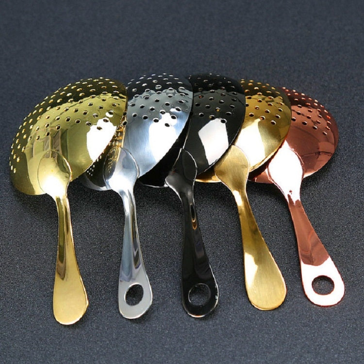 Stainless Steel Ice Filter Spoon Bartending Equipment, Silver Without Holes, Silver With Holes, Black With Holes, Tyrant Gold Without Holes