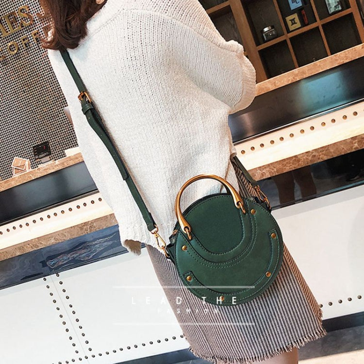 Circular Scrub PU Leather Women Bags Retro Handbag Shoulder Mini Bag