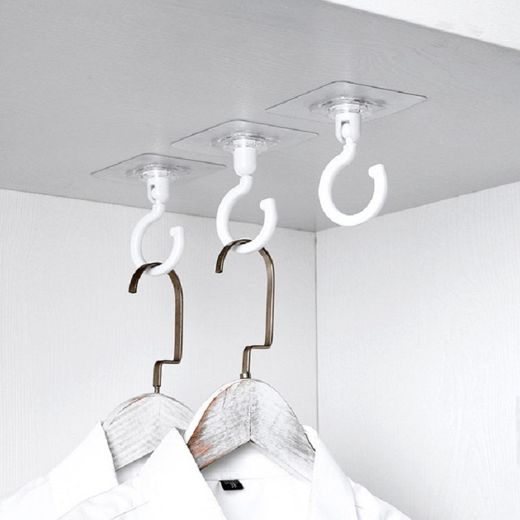 4pcs Rotatable Hook Wall Cupboard Door Coat Hook Ceiling Sticky Hook, Coat Hook