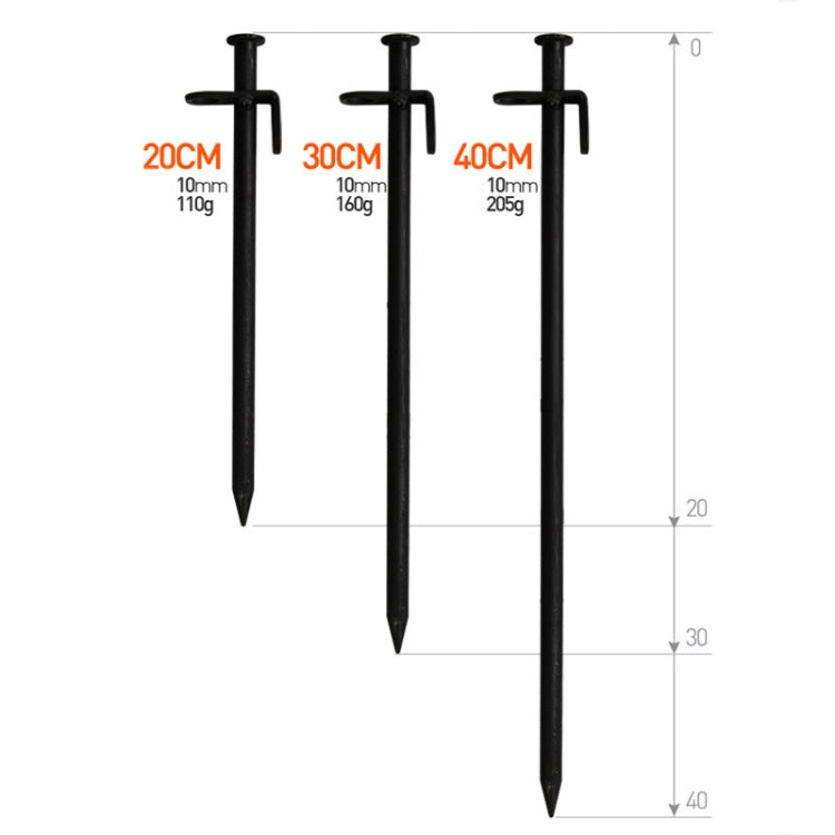 5 PCS Reinforced Long Outdoor Camping Tent Nail Steel Nails, 20cm, 30cm, 40cm