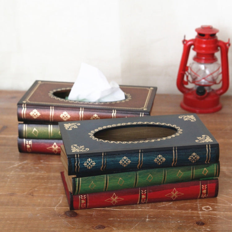 Retro Hand Drawn Book Style Tissue Box Case