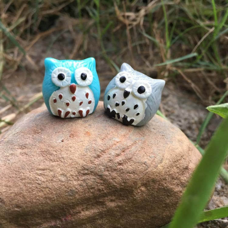 10 PCS Owl Mini Micro Landscape Decoration Resin Crafts DIY Landscape Ornaments, Gray, Light Pink, Black, Lake Blue, White