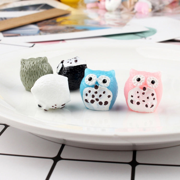 10 PCS Owl Mini Micro Landscape Decoration Resin Crafts DIY Landscape Ornaments, Gray, Light Pink, Black, Lake Blue, White