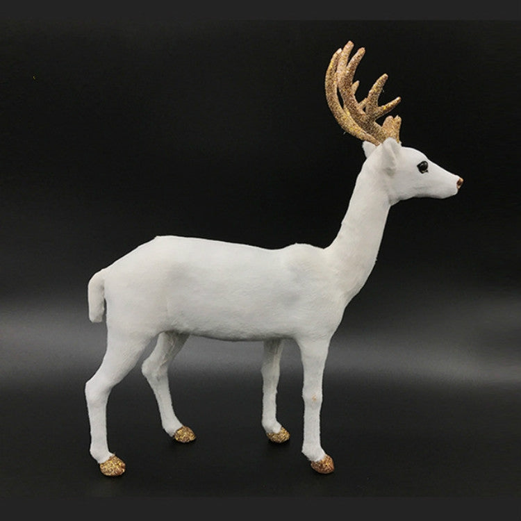 Simulation Deer Home Ornaments Plush Christmas Deer Doll Holiday Decorations, 15x15cm Straight Head, 24x24cm Straight Head, 35x38cm Straight Head, 15x15cm Twist Head, 24x24cm Twist Head, 35x38cm Twist Head