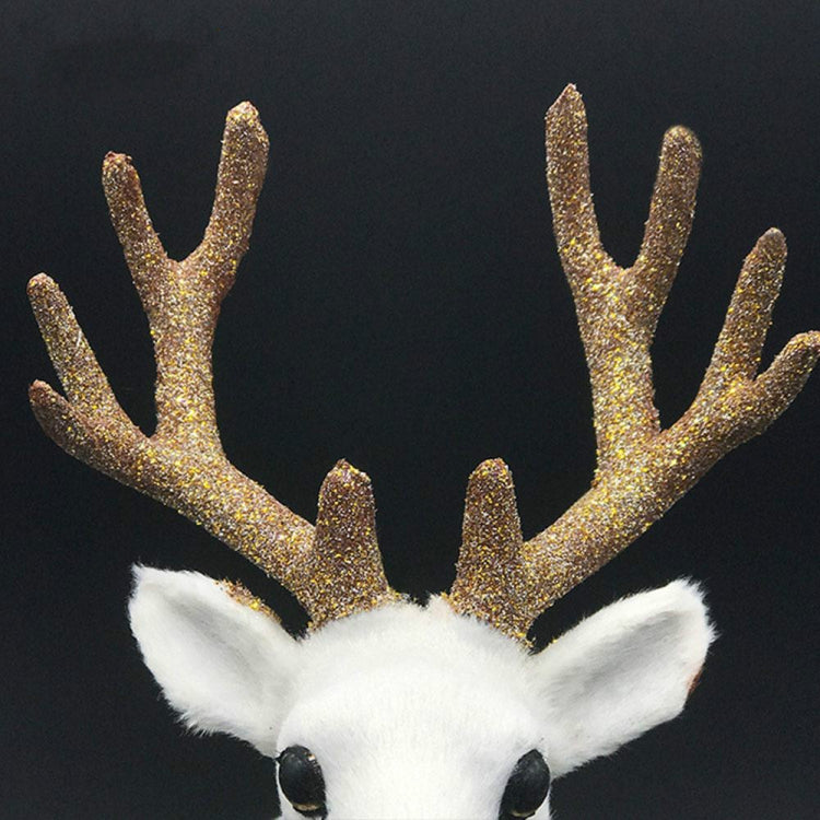 Simulation Deer Home Ornaments Plush Christmas Deer Doll Holiday Decorations, 15x15cm Straight Head, 24x24cm Straight Head, 35x38cm Straight Head, 15x15cm Twist Head, 24x24cm Twist Head, 35x38cm Twist Head