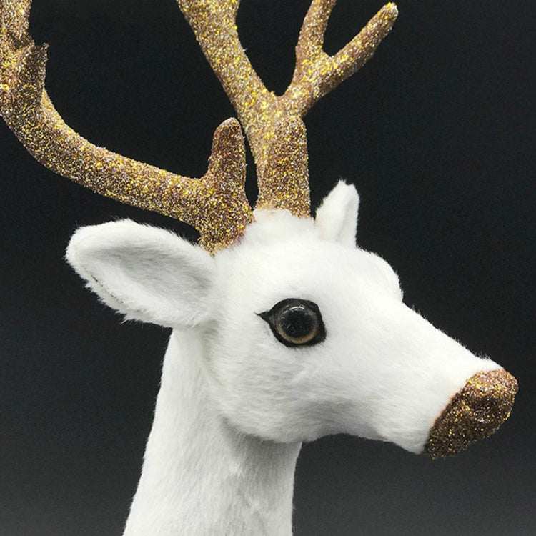 Simulation Deer Home Ornaments Plush Christmas Deer Doll Holiday Decorations, 15x15cm Straight Head, 24x24cm Straight Head, 35x38cm Straight Head, 15x15cm Twist Head, 24x24cm Twist Head, 35x38cm Twist Head