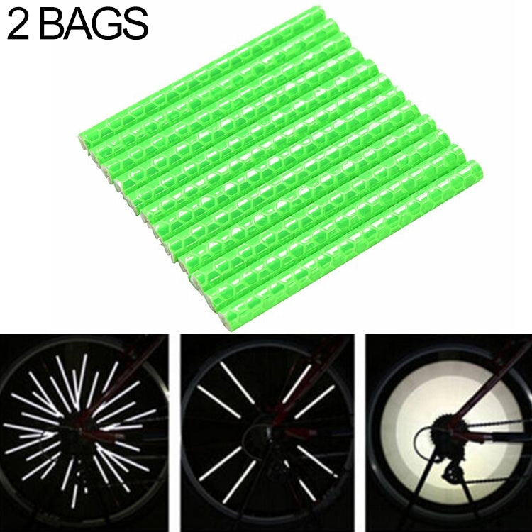 2 BAGS Bicycle Mountain Bike Riding Wheel Rim Spoke Mount Clip Tube Warning Light Strip Outdoor Reflector, Yellow, Blue, Green, Orange, Red, Silver