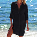 Beach Cover Up Robe  Pocket Swimsuit Cover Up Sarong Beach Shirt Tops Bathing Suit Women Beachwear Pareo Tunic, One Size