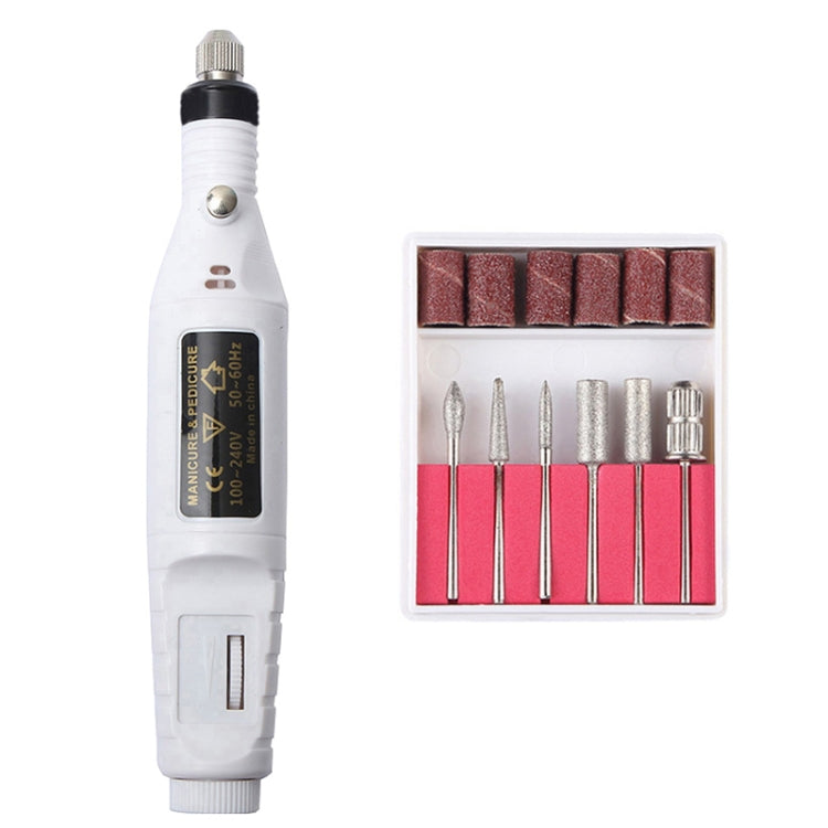 1 Set Power Professional Electric Manicure Machine Pen Pedicure Nail File Nail Tools 6 bits Drill Nail Drill Machine, US Plug White, EU Plug White, EU Plug Black