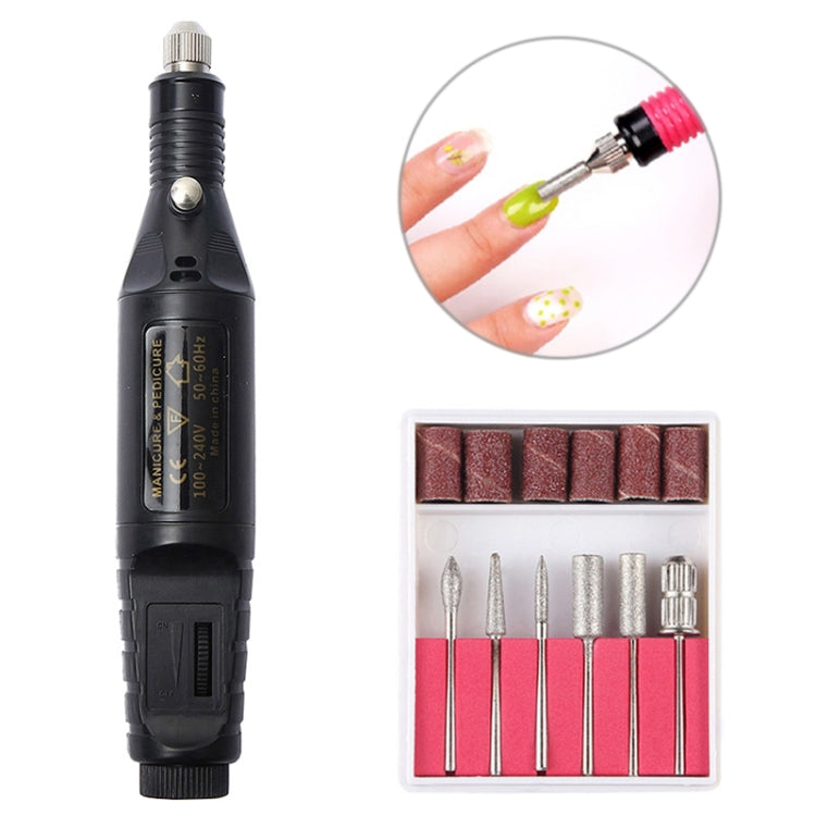 1 Set Power Professional Electric Manicure Machine Pen Pedicure Nail File Nail Tools 6 bits Drill Nail Drill Machine, US Plug White, EU Plug White, EU Plug Black