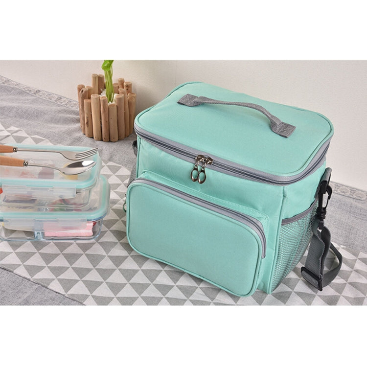 Portable Ice Pack Oxford Cloth Portable Slung Lunch Box Insulated Lunch Bag, Blue, Black, Black Bag Blue Zipper, Black Bag Red Zipper