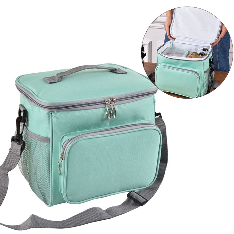 Portable Ice Pack Oxford Cloth Portable Slung Lunch Box Insulated Lunch Bag, Blue, Black, Black Bag Blue Zipper, Black Bag Red Zipper